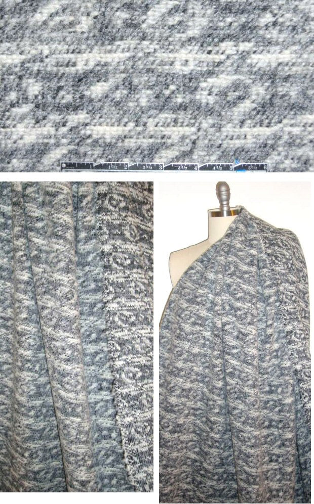 Italian gray/winter white fairisle design textured wool