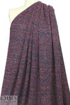 Italian tweedy wool blend sweater knit - navy/poppy