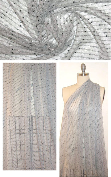Italian ultra-sheer sweater knit - silver/black 1.625 yd