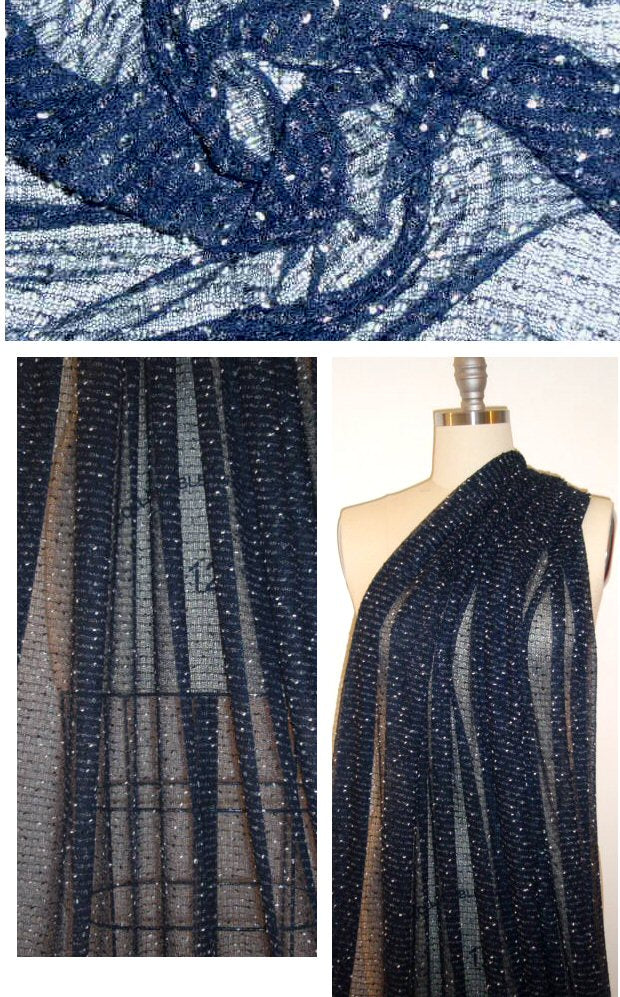Italian ultra-sheer sweater knit - navy/white