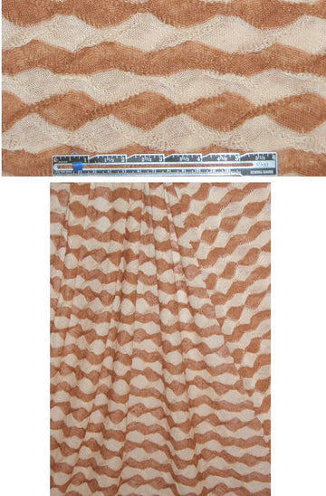 NY designer wavy cotton sweater knit - cork/vanilla
