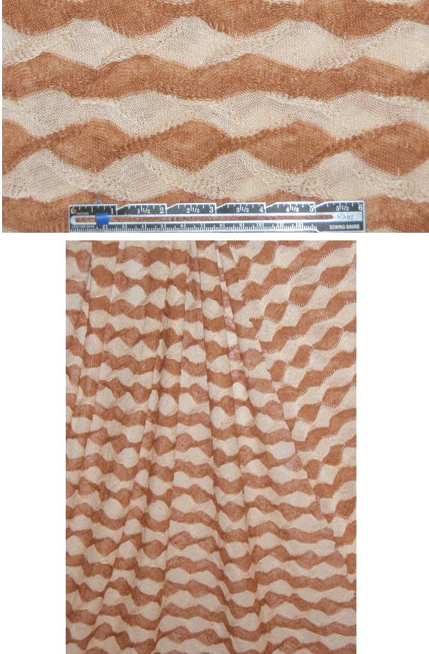 NY designer wavy cotton sweater knit - cork/vanilla 1.25 yds