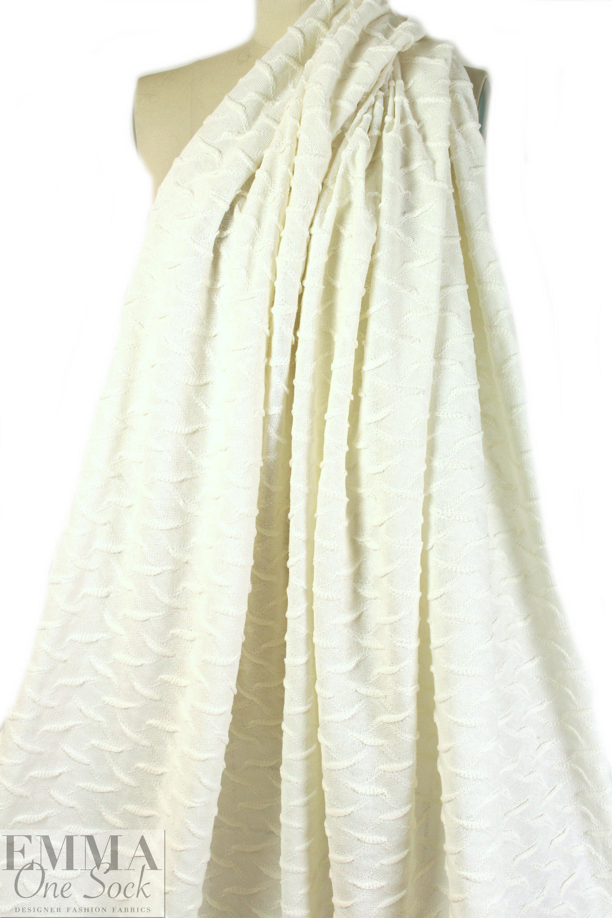 NY designer wavy cotton sweater knit - creamy white 1 yard