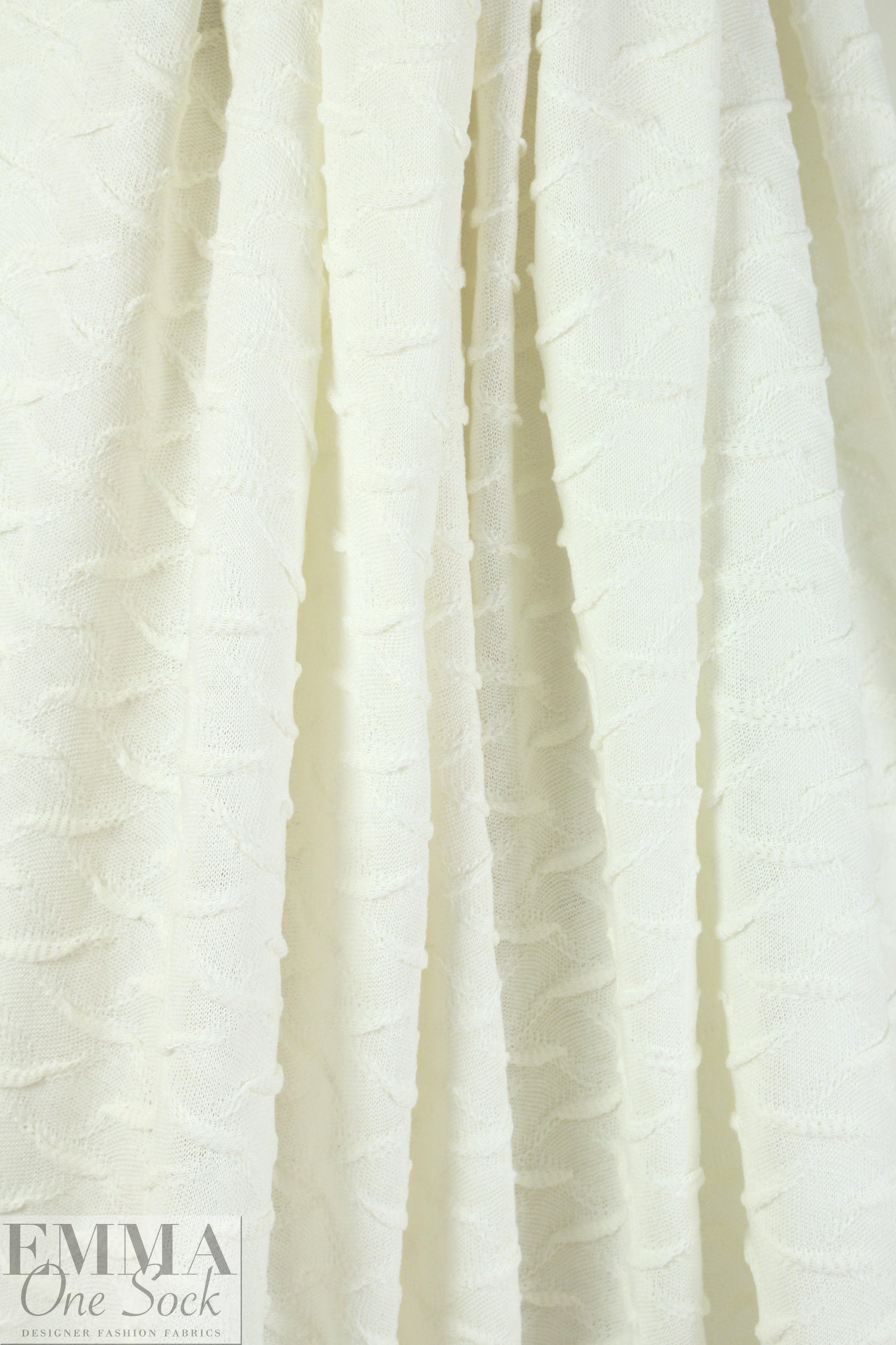 NY designer wavy cotton sweater knit - creamy white