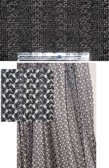 glen plaid printed sweater lace - black/pearl 1.875 yds