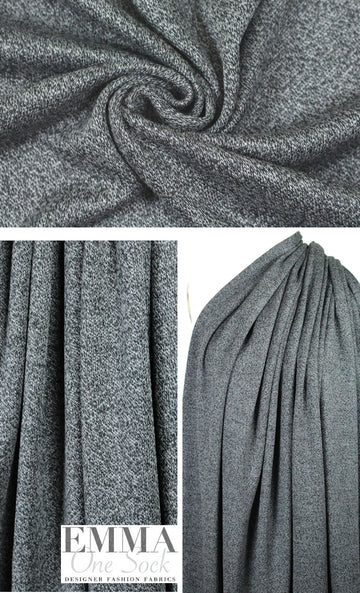 Italian merino wool melange sweater knit - black/gray 2.125 yds
