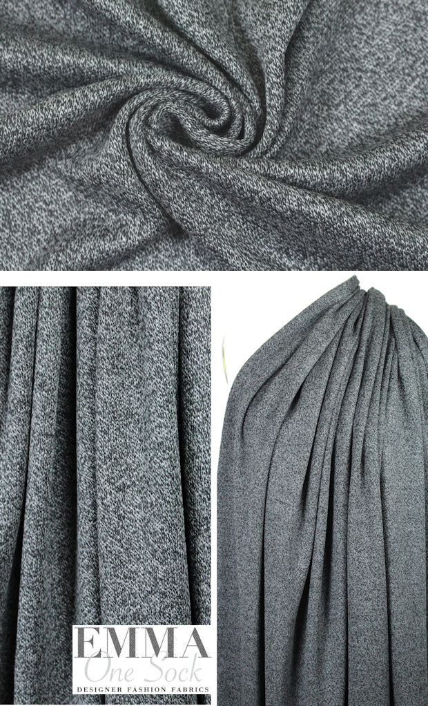 Italian merino wool melange sweater knit - black/gray .875 yds