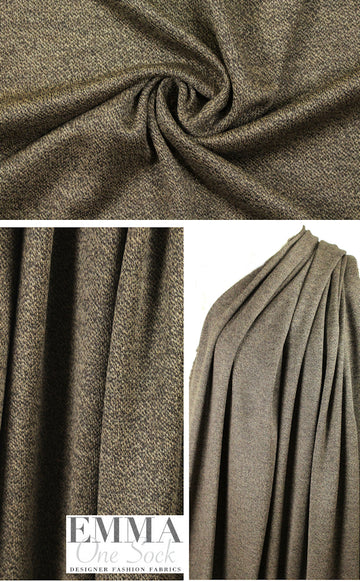 Italian merino wool melange sweater knit - choc/camel .75 yds