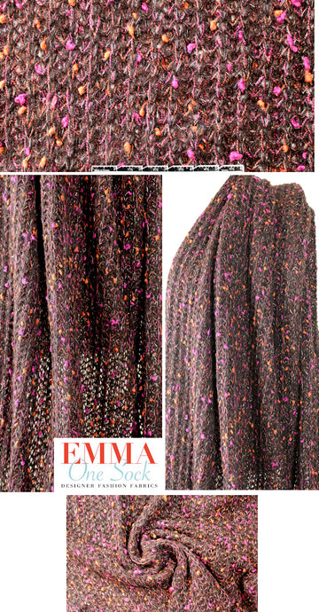 Italian fuschia/cinnamon chunky rib wool blend sweater knit 1.625 yd