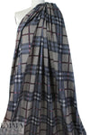 heathered, printed plaid sweater knit - storm/rouge 1.75 yd