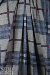 heathered, printed plaid sweater knit - storm/rouge 1.75 yd