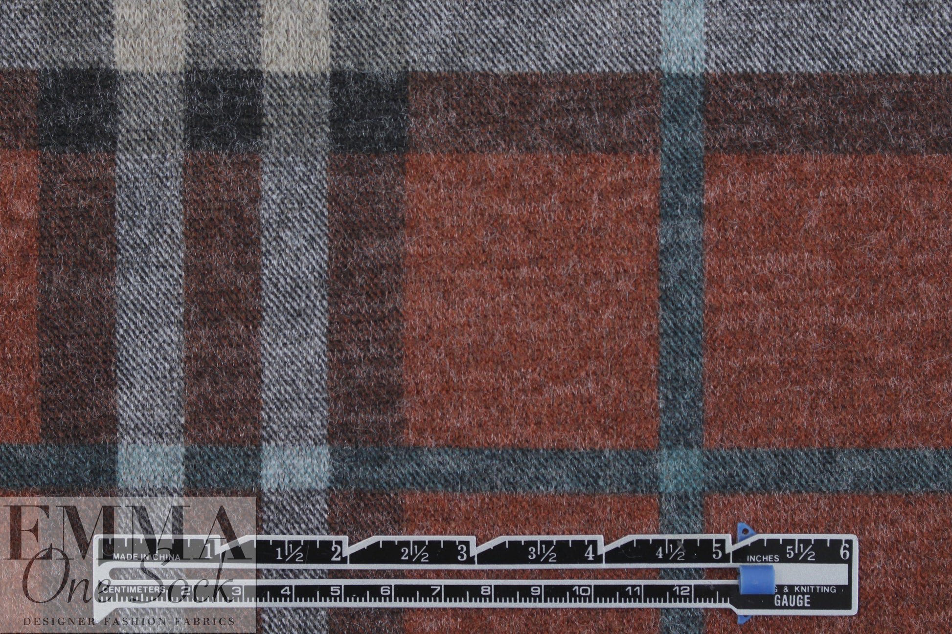 heathered, printed plaid sweater knit - rust/nutmeg 2.75 yds