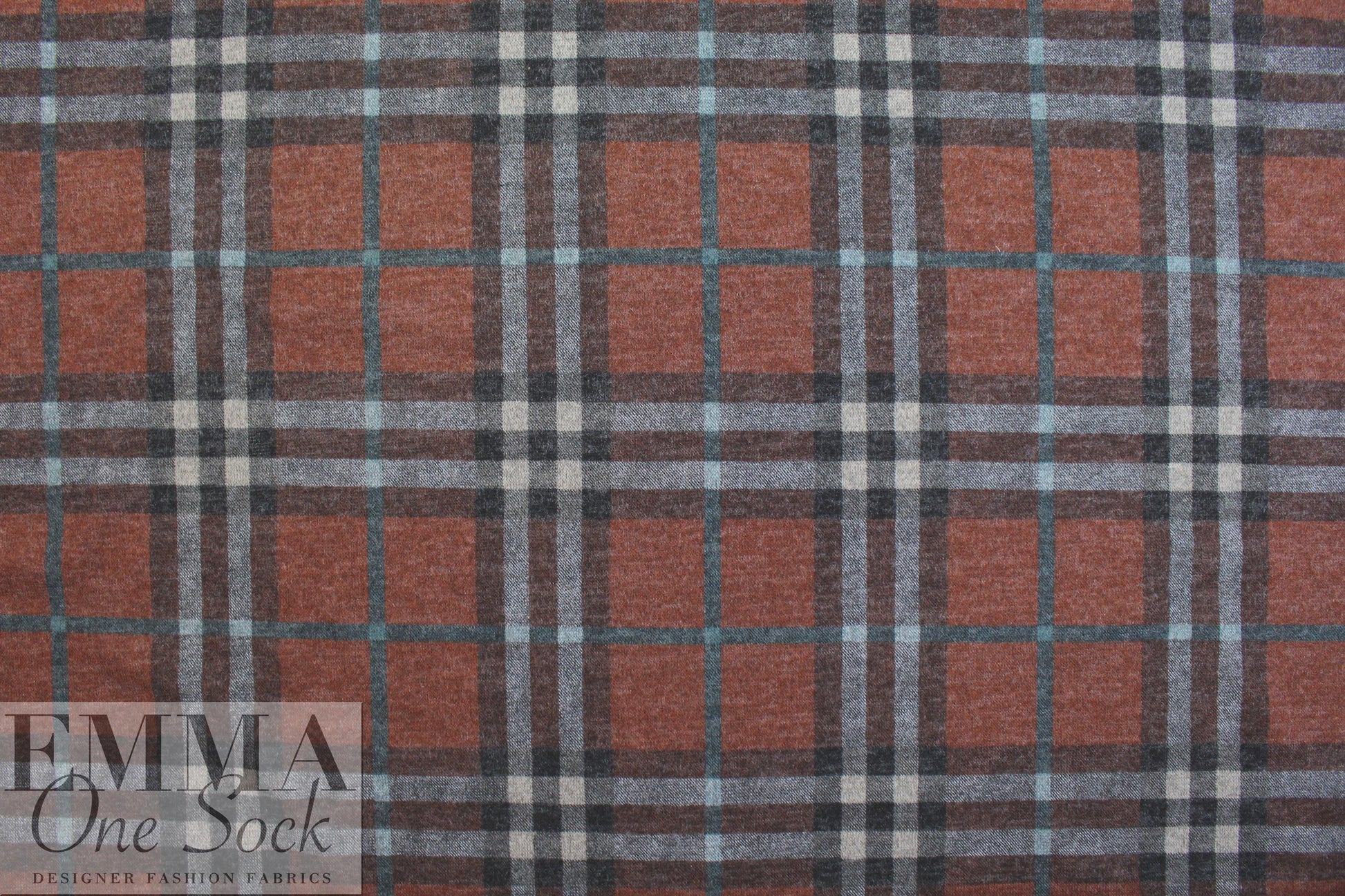 heathered, printed plaid sweater knit - rust/nutmeg 2.75 yds