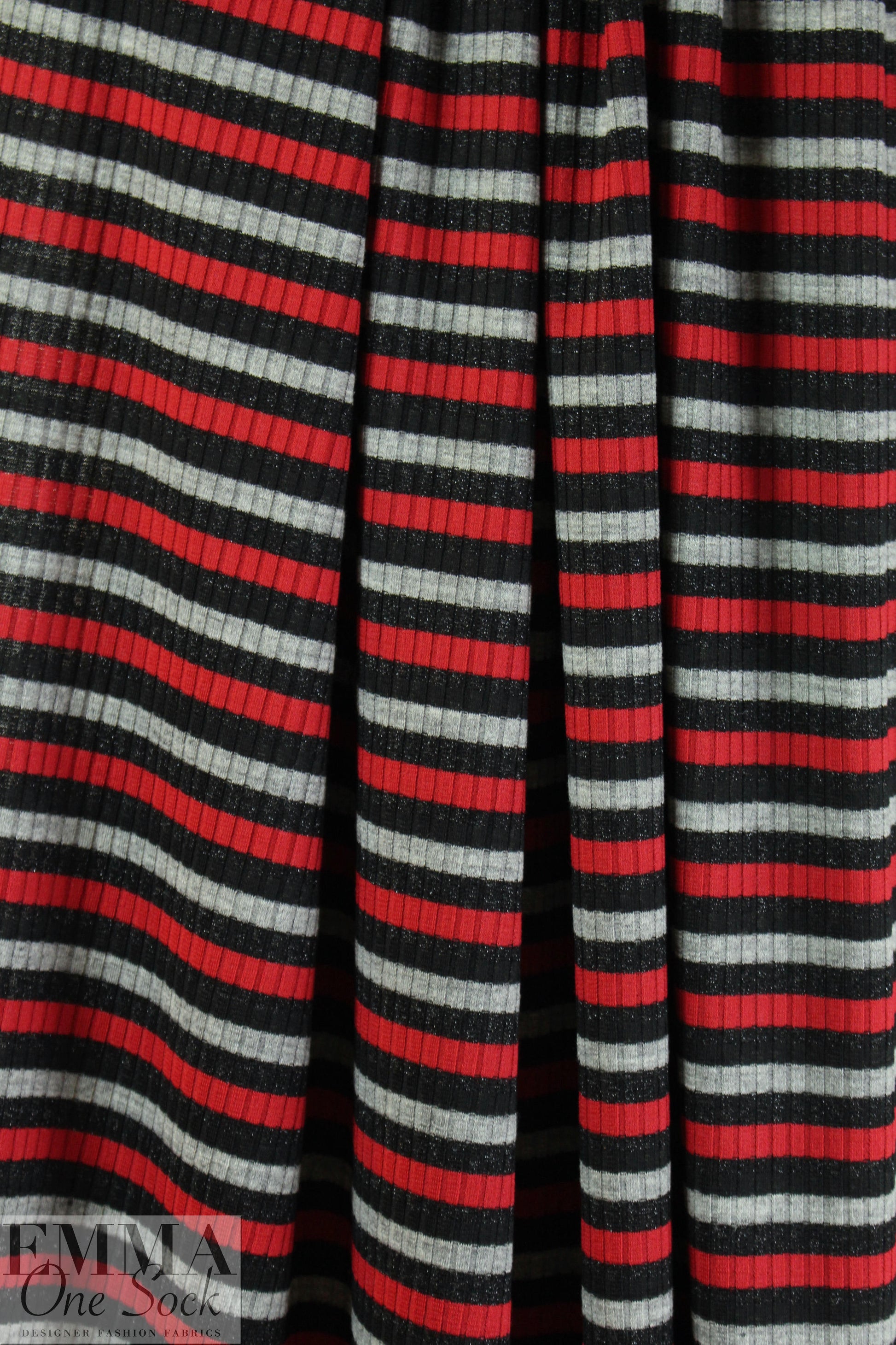 French 4x3 ribbed sweater knit - black/red/gray