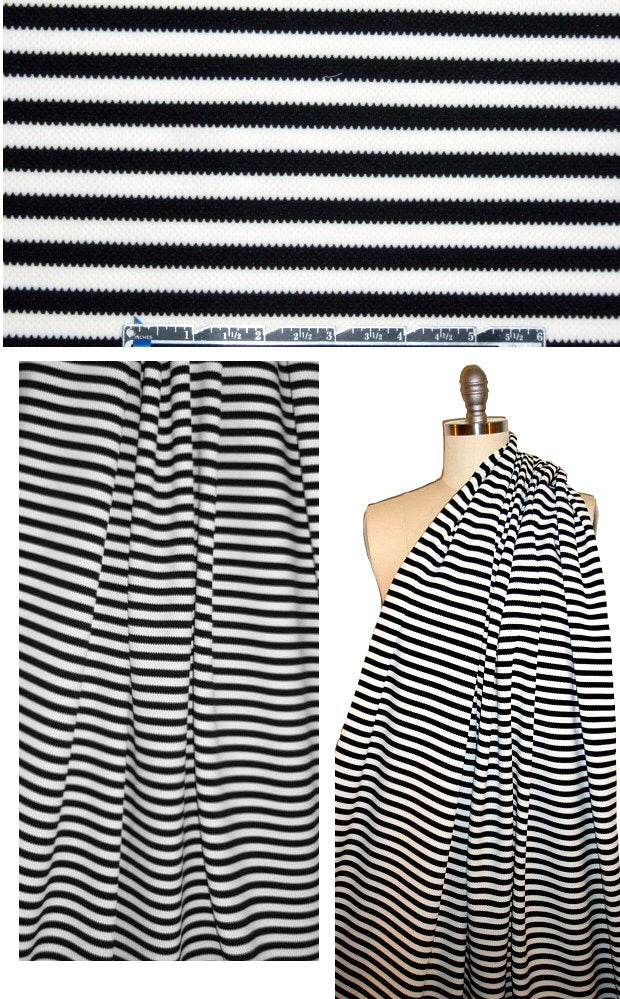 Italian black/white textured stripe sweater knit 1.875 yd