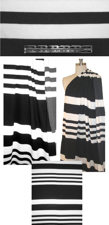 Italian black/white oversized stripe sweatery 'ponte' 1.625 yd