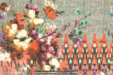 Italian fairisle bouquets viscose/lycra sweatery panel knit