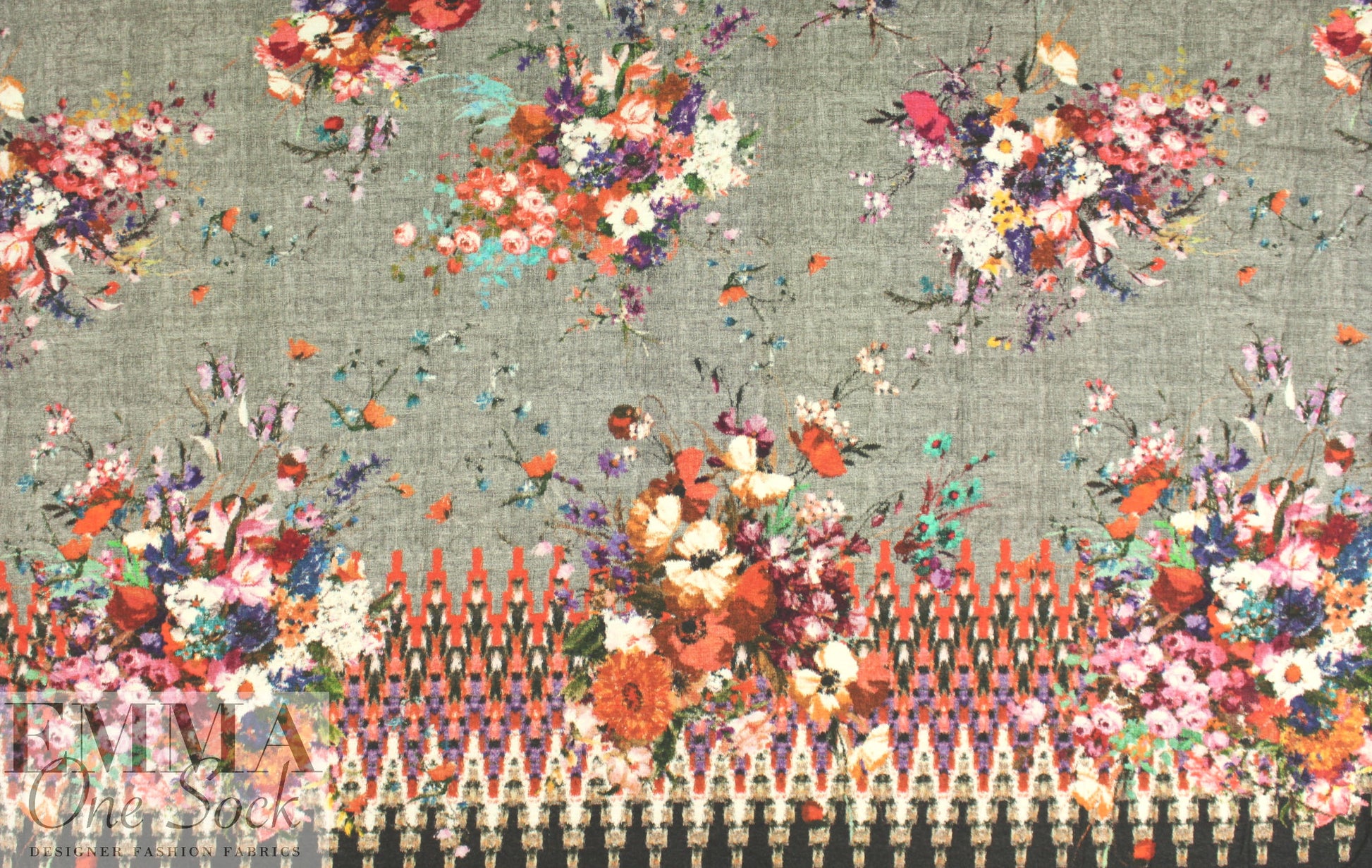 Italian fairisle bouquets viscose/lycra sweatery panel knit