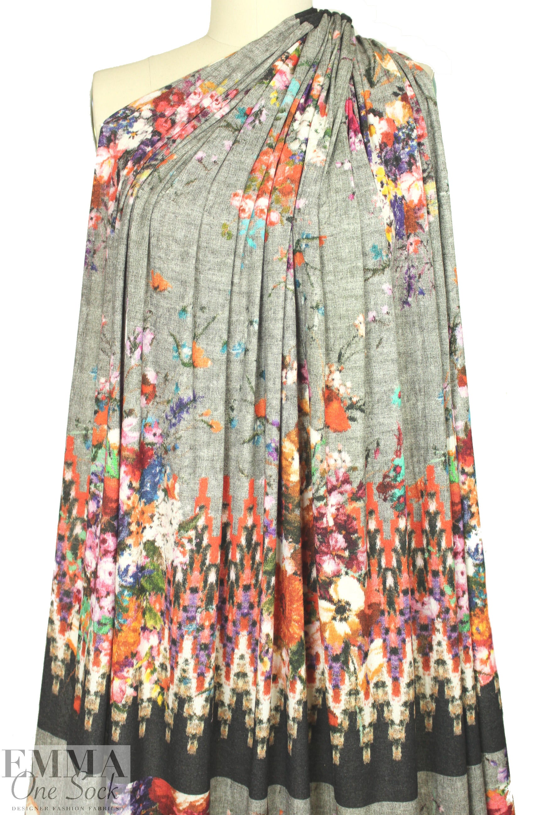Italian fairisle bouquets viscose/lycra sweatery panel knit