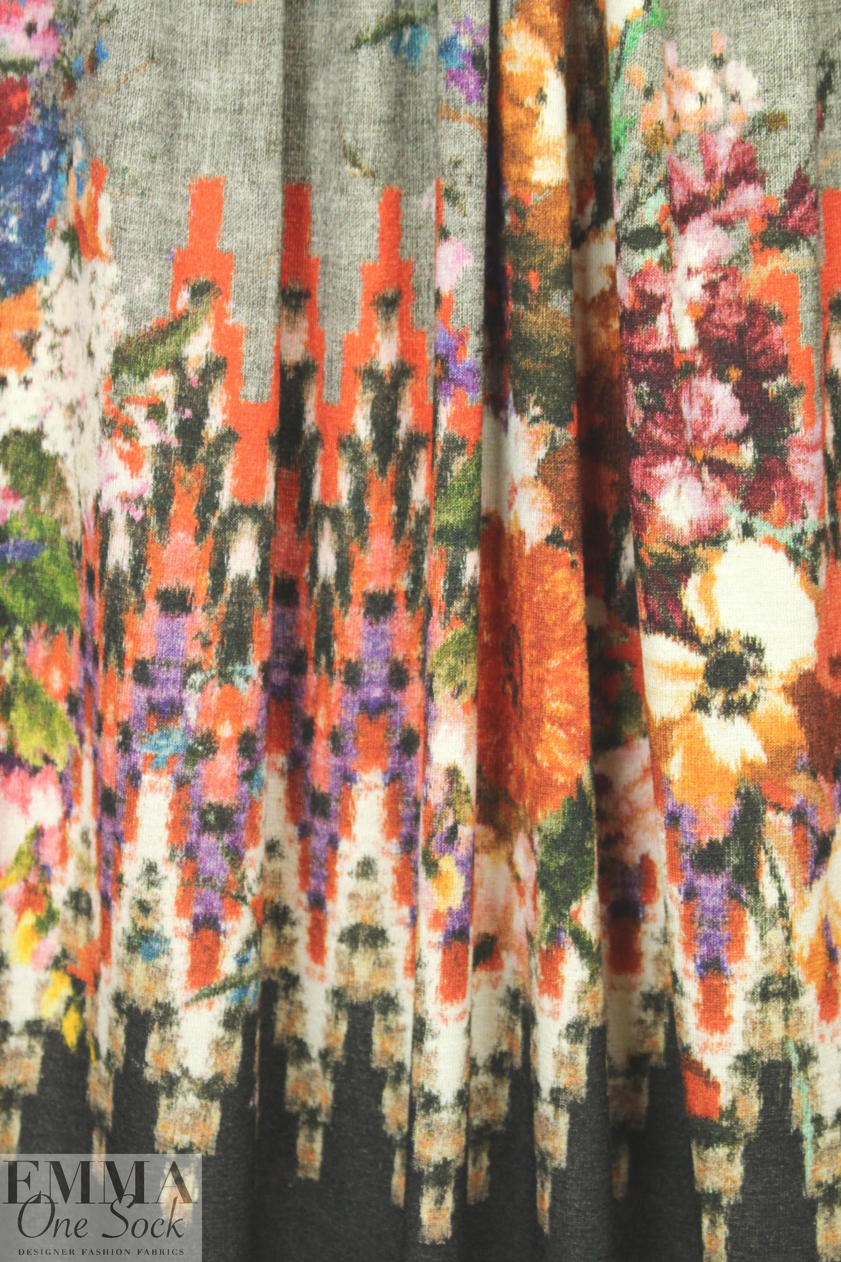 Italian fairisle bouquets viscose/lycra sweatery panel knit