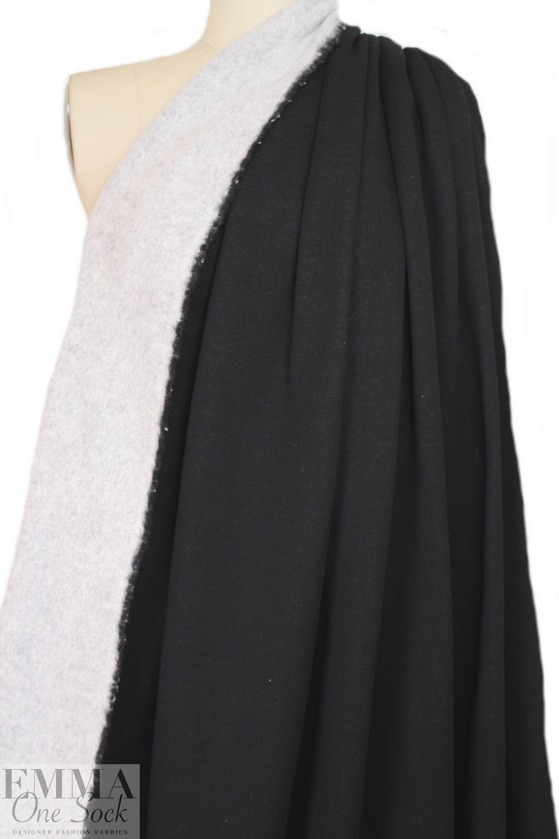 luxury sweatshirt knit - black/fleece .75 yds
