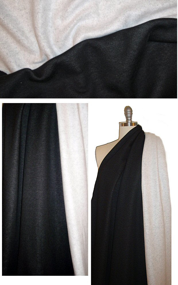 luxury sweatshirt knit - black/fleece 1.125 yds