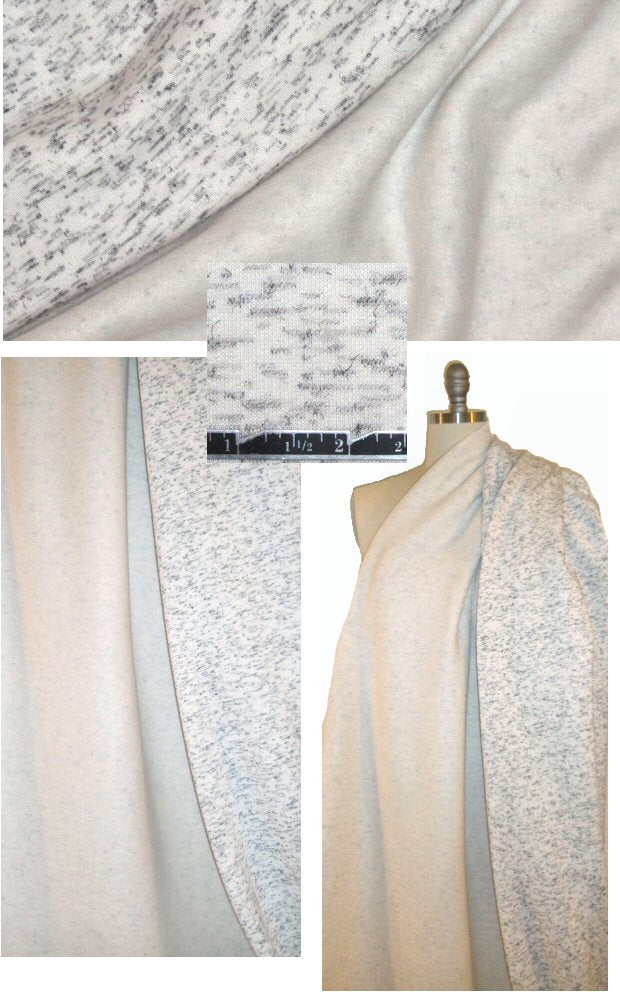 luxury sweatshirt knit - blk/wht melange/fleece