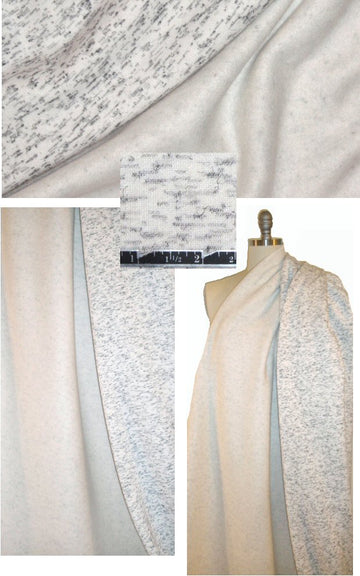 luxury sweatshirt knit - blk/wht melange/fleece .875 yds