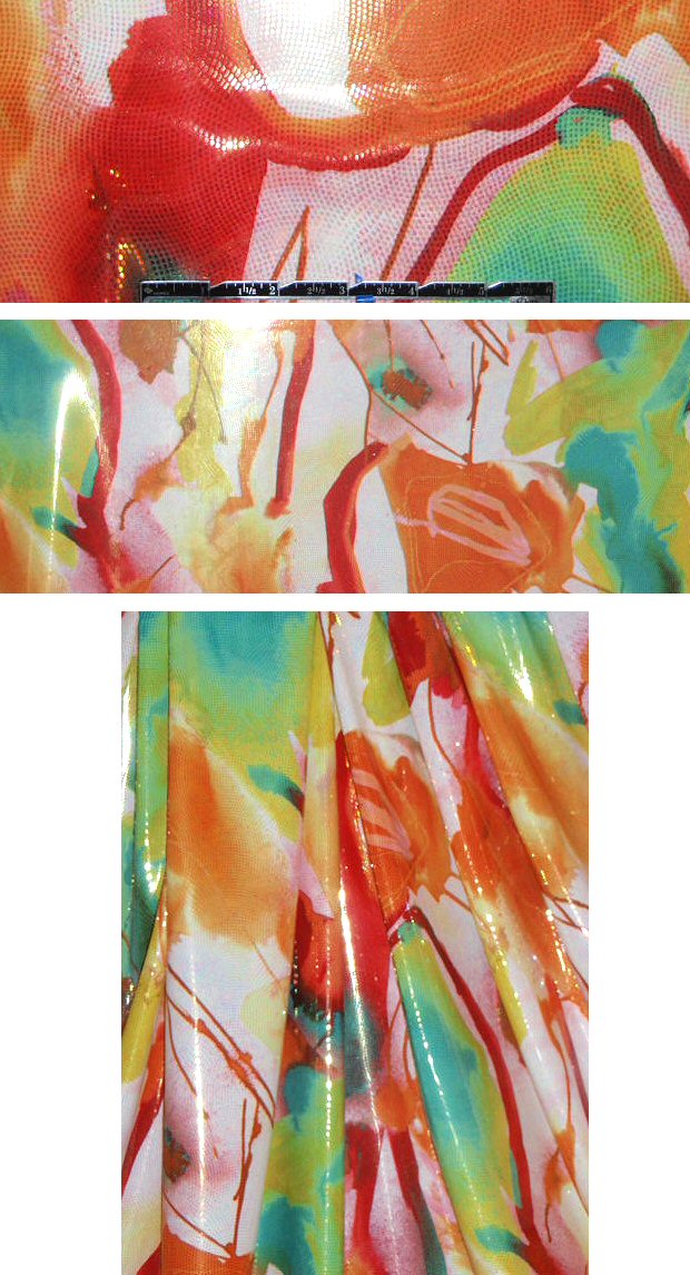 NY designer laser dot shiny abstract spandex swimwear 1 yard