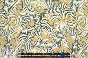 NY designer beige/teal leaf nylon knit swimwear 1.625 yd