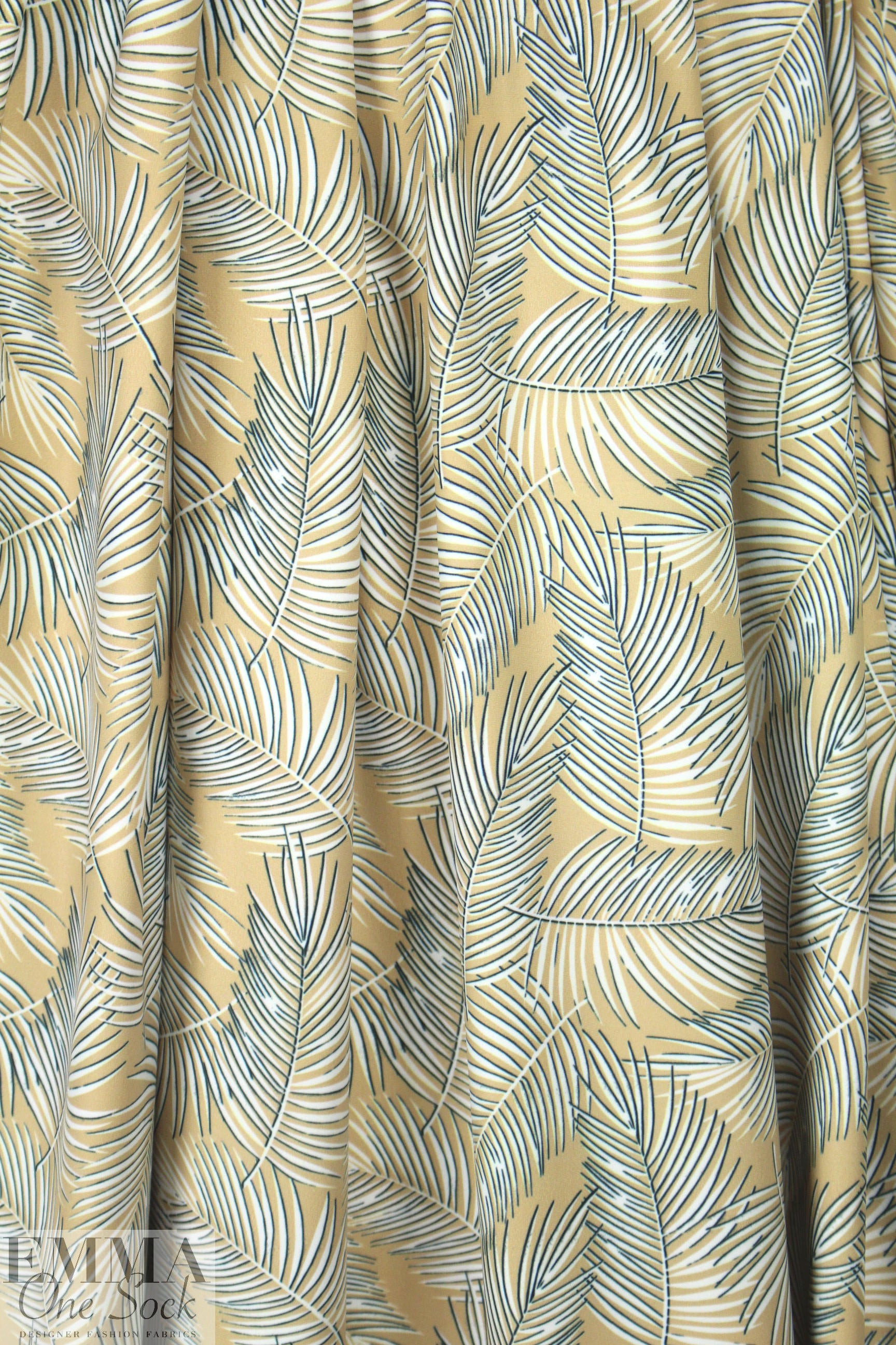 NY designer beige/teal leaf nylon knit swimwear 1 yard Minor Flaw
