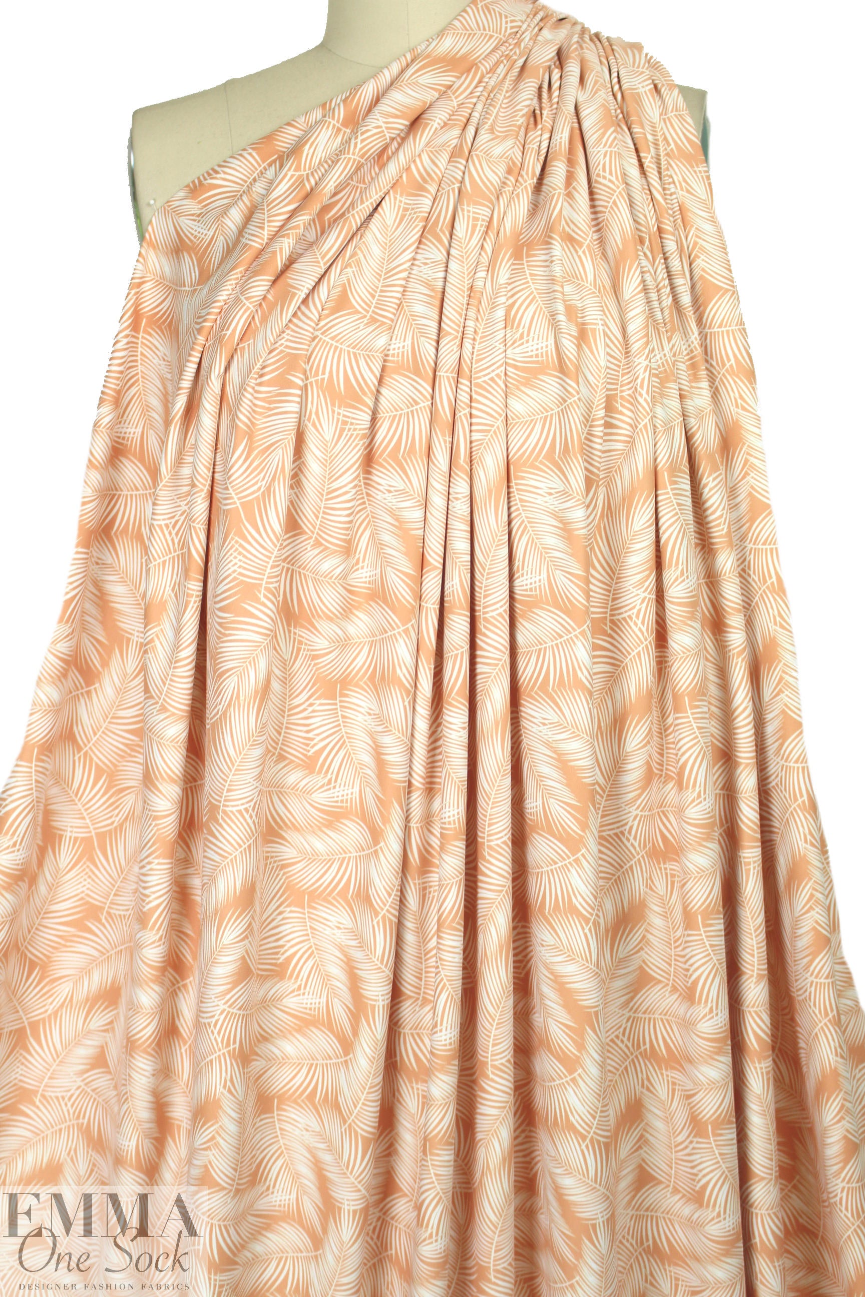 NY designer apricot/cream leaf nylon knit swimwear