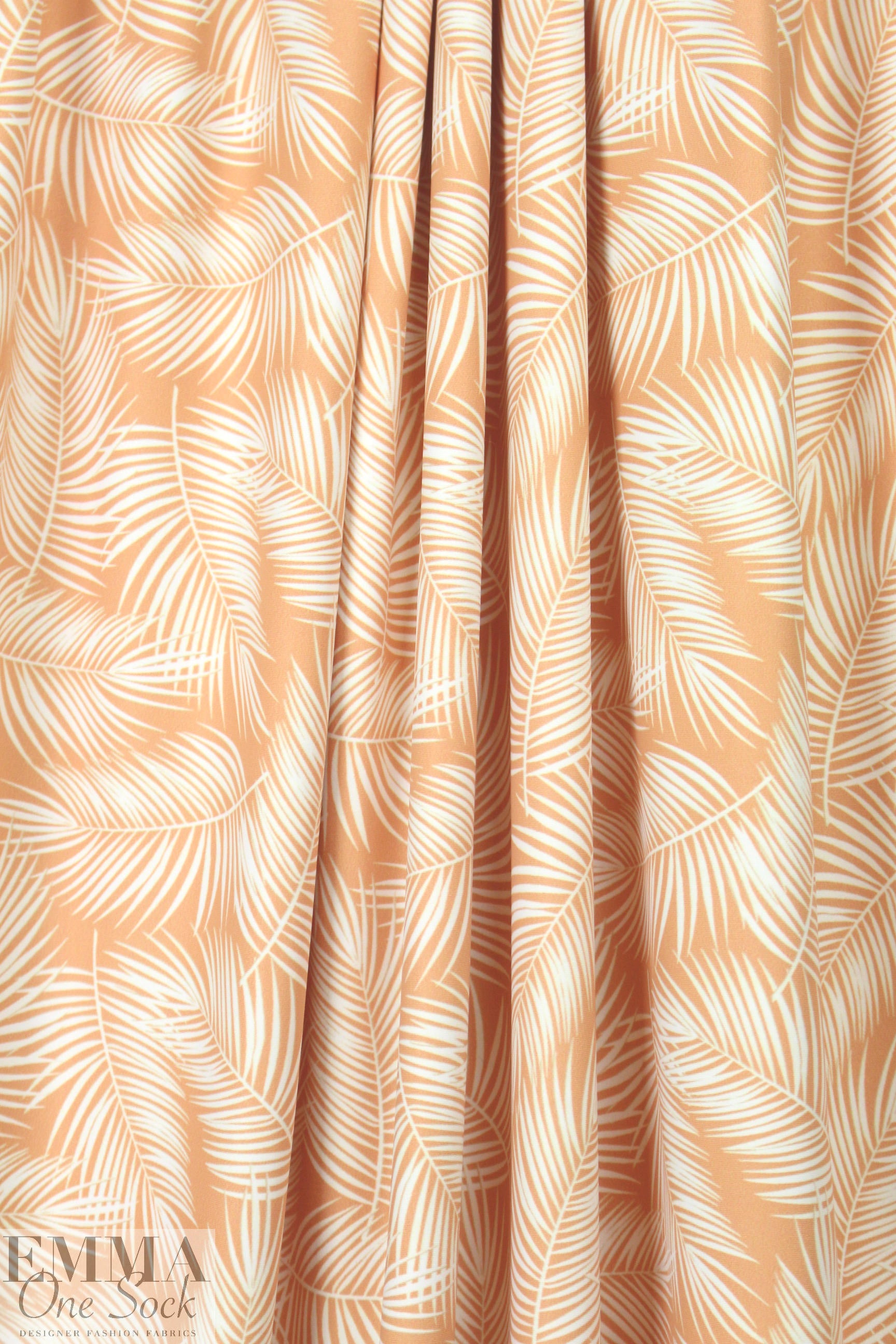 NY designer apricot/cream leaf nylon knit swimwear