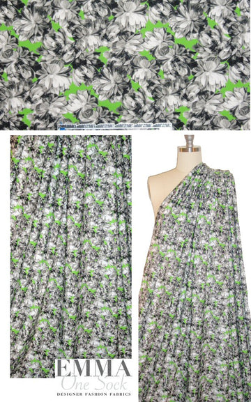 Mi11y island floral nylon knit swimwear - lime 1.33 yd