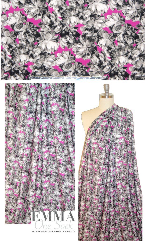 Mi11y island floral nylon knit swimwear - petal pink 1 yard