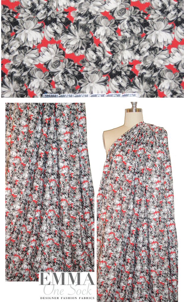 Mi11y island floral nylon knit swimwear - geranium 1.5 yd
