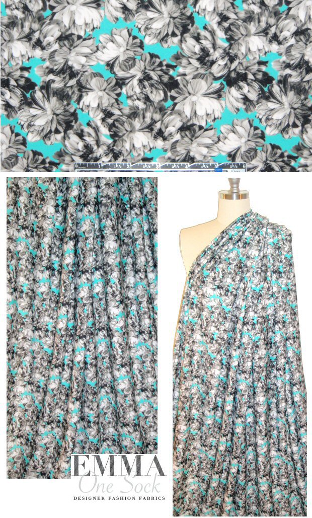 Mi11y island floral nylon knit swimwear - turquoise