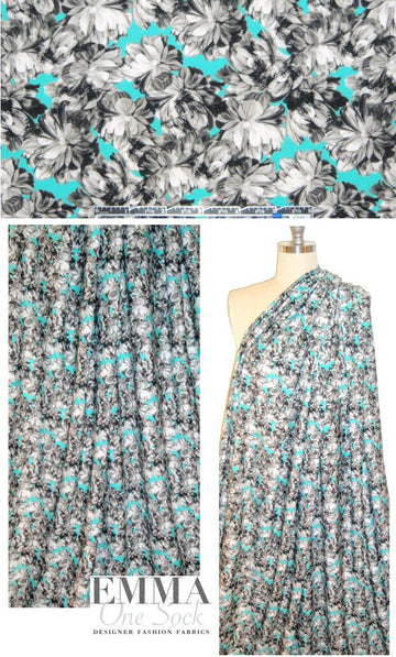 Mi11y island floral nylon knit swimwear - turquoise