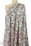 NY designer coral/aqua paisley nylon swimwear 1.75 yd
