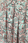 NY designer coral/aqua paisley nylon swimwear 1.25 yds