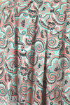 NY designer coral/aqua paisley nylon swimwear 1.75 yd