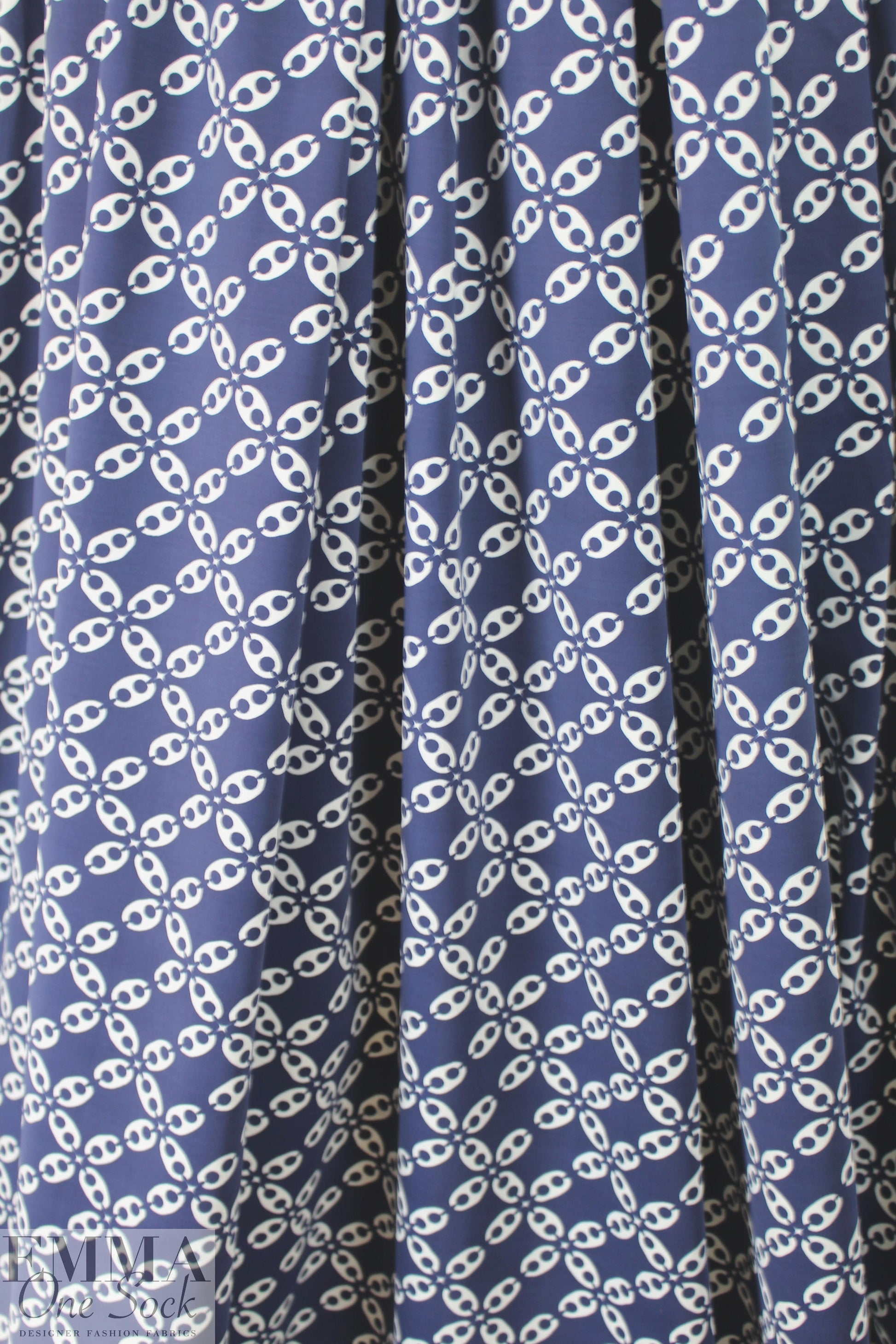 NY designer navy/white chain graphic nylon swimwear