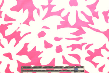 NY designer neon pink/white flowers nylon swimwear .875 yds