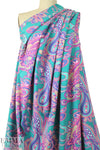 NY designer teal/hot pink paisley nylon swimwear 1.66 yd