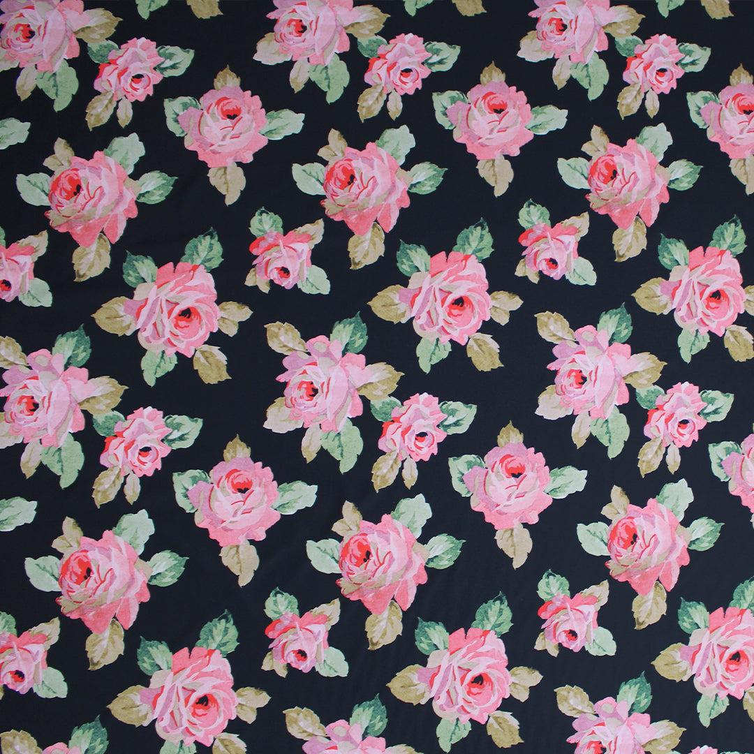 French 'night rose' printed knit swimwear .75 yds