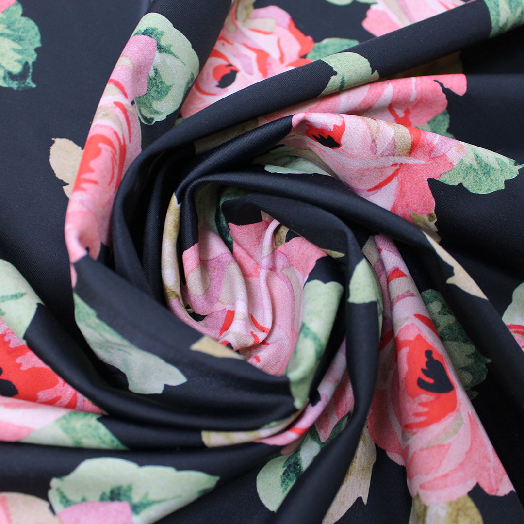 French 'night rose' printed knit swimwear .75 yds