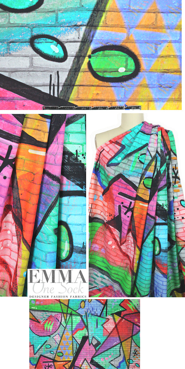 Italian graffiti wall microfiber knit swimwear
