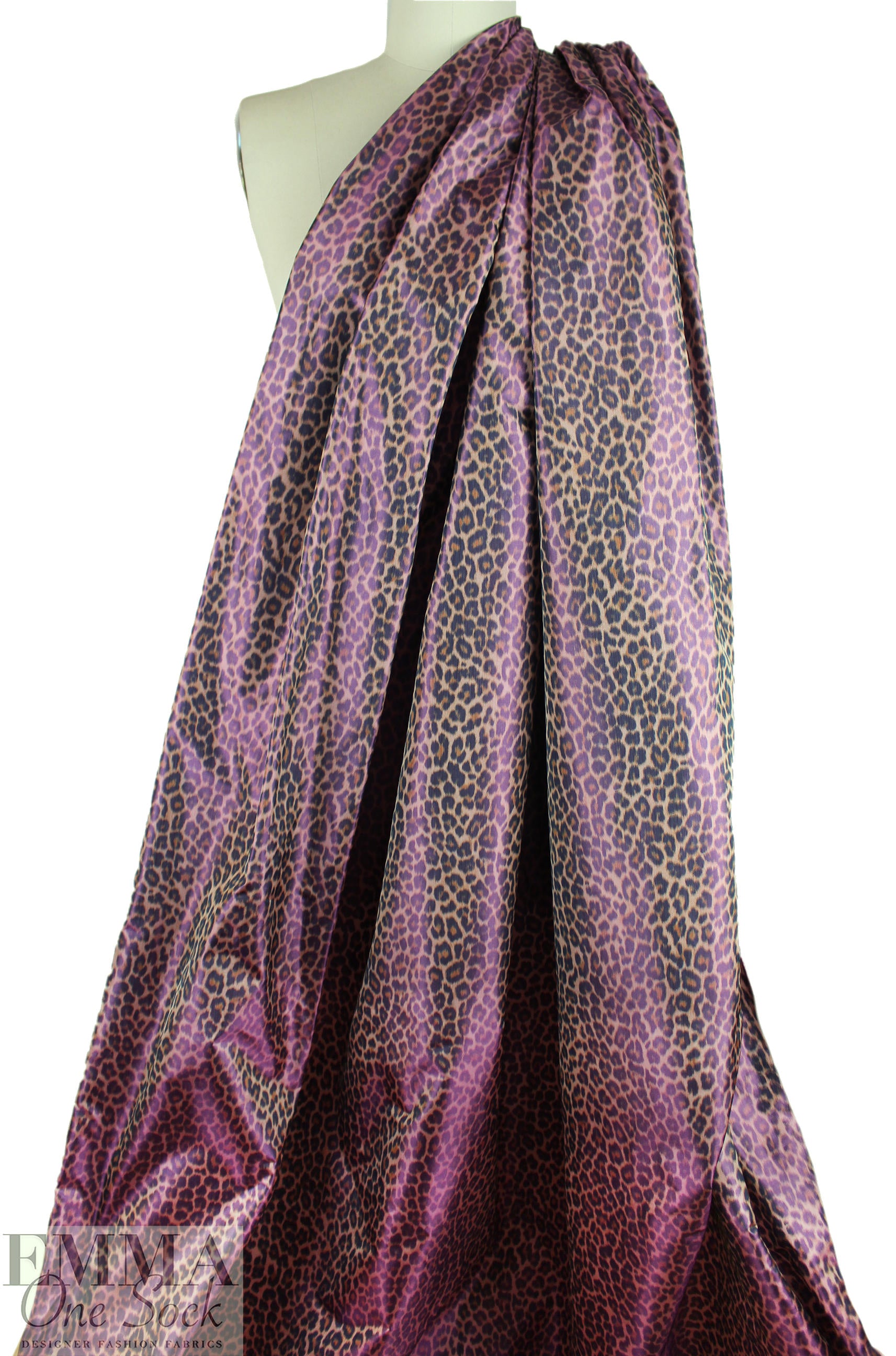 NY designer irridescent taffeta jacketwear - leopard 1.5 yds