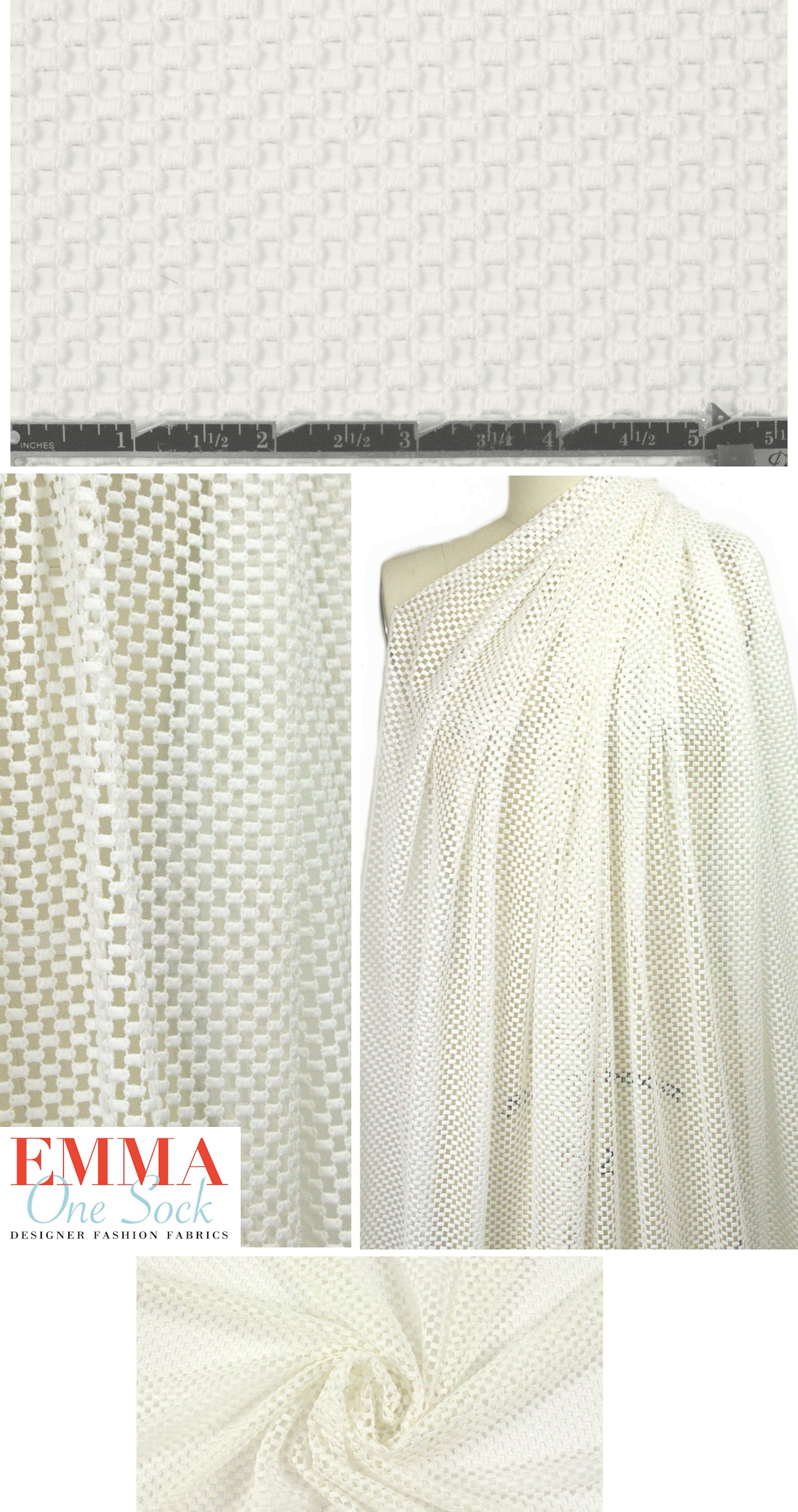 Tah@ri guipure lace - white 'mesh' 1.33 yds