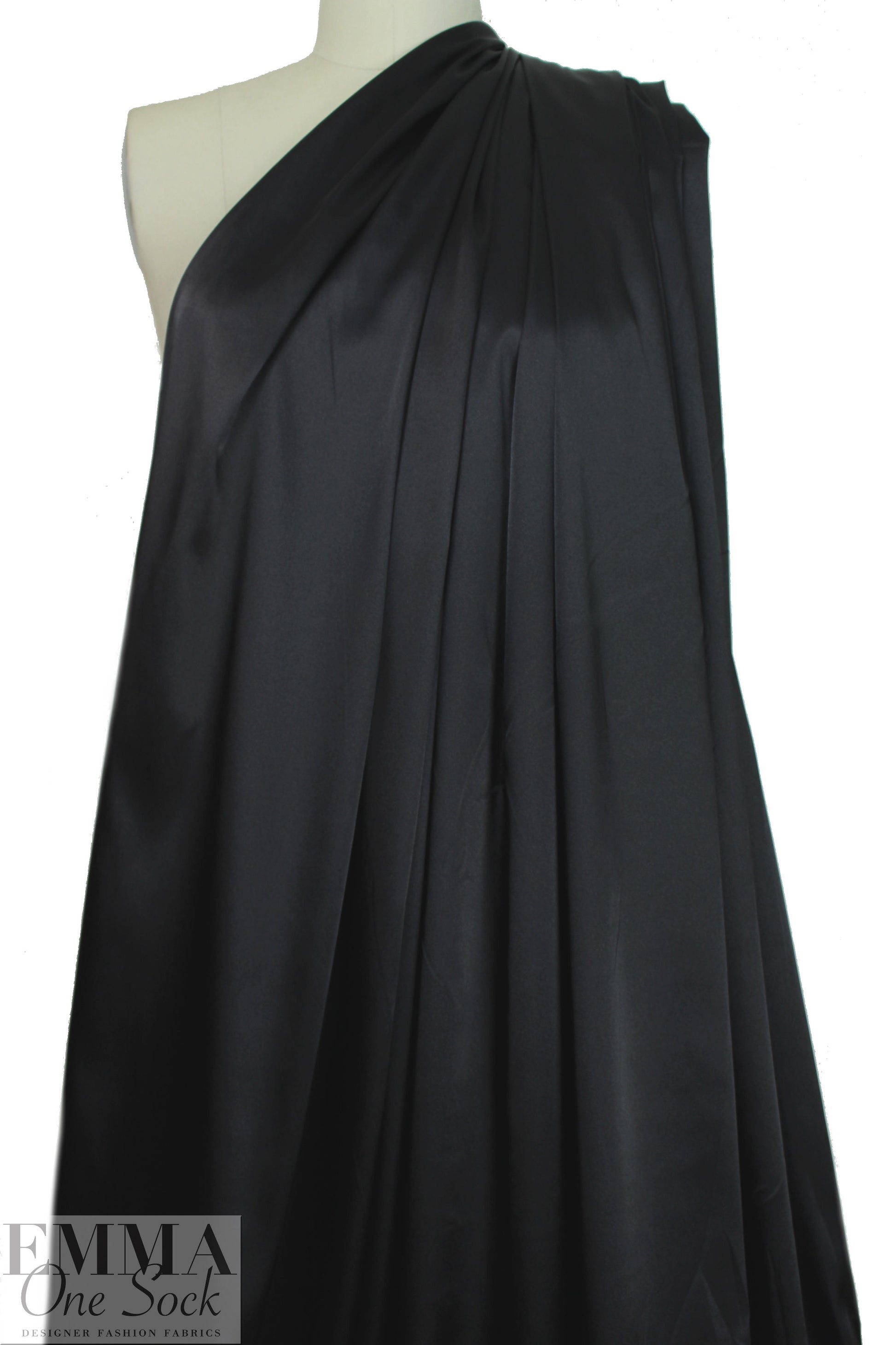satin stretch woven lining - black .875 yds